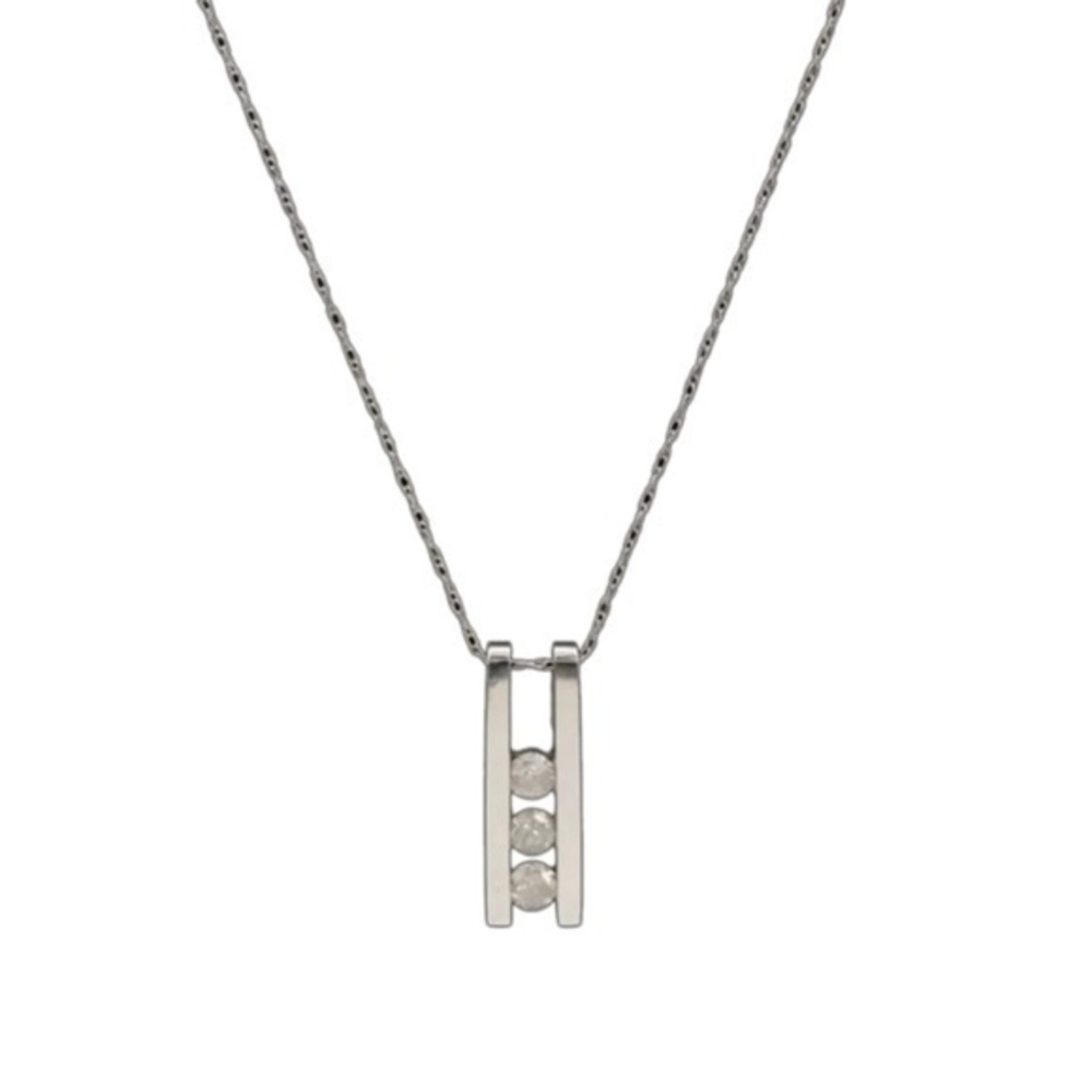10k solid white gold Diamond pendant necklace